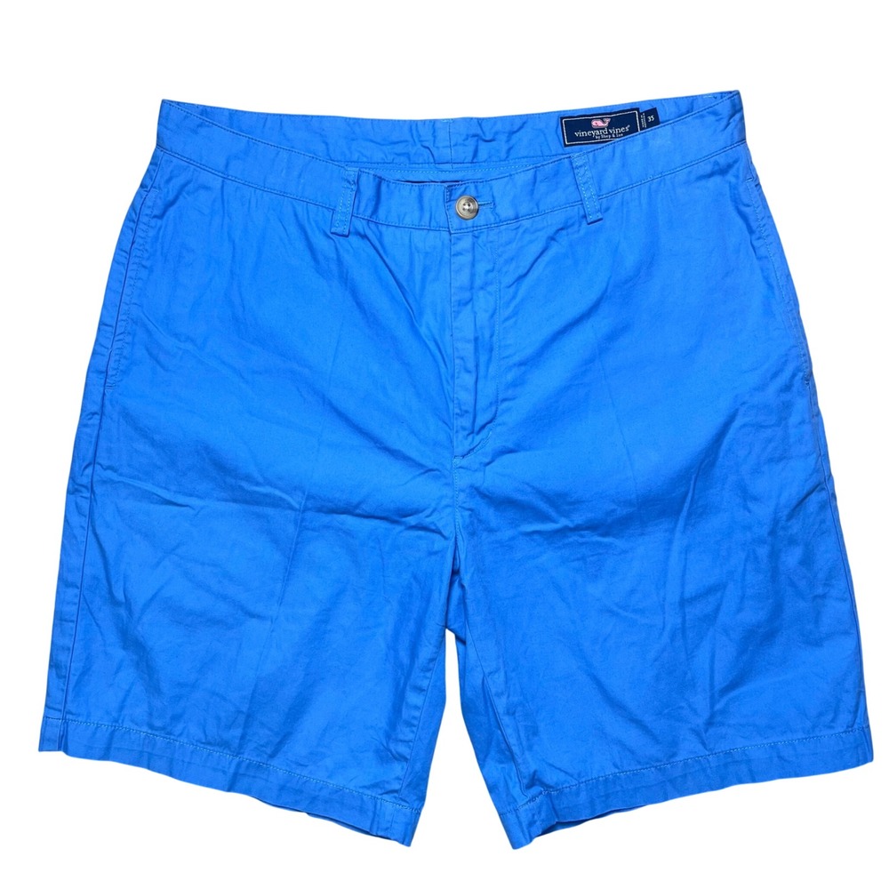Vineyard Vines Club Shorts Mens 35 Blue Cotton Twill Preppy Flat Front 9 Inseam